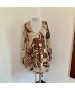 VTG y2k 2000s Komarov Silky Brown Floral Sheer Sexy Crushed V Neck Crink... - $1,157.59 MXN