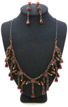 Vintage VCLM Rare Victorian Rhinestone Princess Necklace Pierced Earrings Set - $19.36