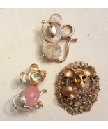Scatter Pin LOT of 3 Mouse Brooch VTG Sarah Coventry Avon Pink Jelly Belly - £15.81 GBP