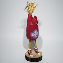 Navajo Folk Art Red Chicken Rooster Red High Tops Wood Figure Marvin Jim... - $87.95
