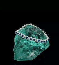 20TCW Simulated Diamond Blue Sapphire Tennis Bracelet 925 Sterling Silver 8mm - £57.90 GBP