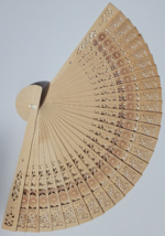 Natural Wood Large Lace Floral Folding Hand Held Plastic Chinese Fan - £4.58 GBP