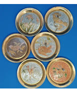 Vintage Metallplatte Vögel Blumen Cloisonné emailliertes Messing - £53.49 GBP