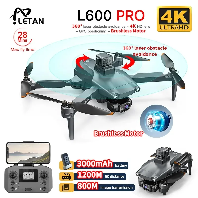 L600 PRO GPS RC Drone 4K Professional HD Dual Camera 360° Obstacle Avoid... - £116.26 GBP+