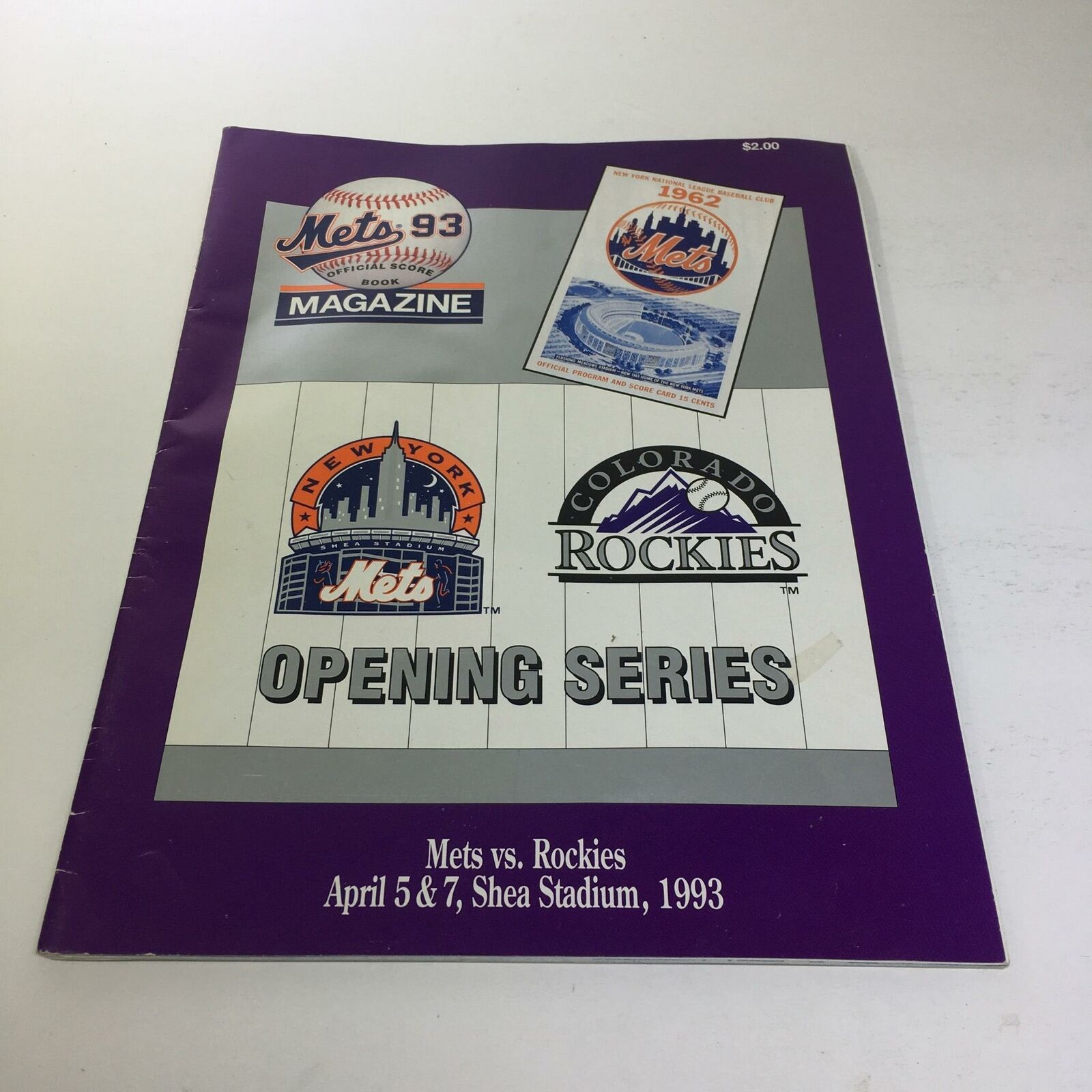 1993 Mets Vs. Rockies April 5 &amp; 7, Shea Stadium, Scorebook - $10.45