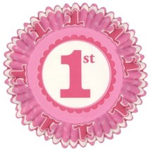 First Birthday Girl Pink 75 ct Baking Cups Cupcakes Liners - £3.79 GBP