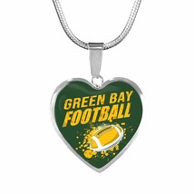 Green Bay Football Necklace Stainless Steel or 18k Gold Heart Pendant 18... - $37.95+