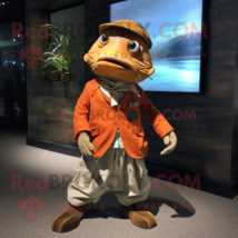 Rust Cod mascot costume character dressed with a Culottes and Pocket squares - $1,329.00