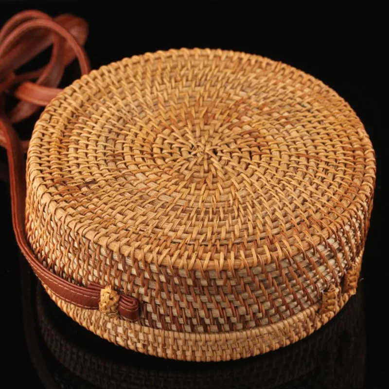 Bags Round Female Straw Women Summer Rattan Bag Handmade Woven Beach Crossbody B - £94.27 GBP