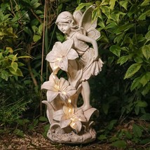 Angel Garden Statue Outdoor, Solar Powered Resin Garden Sculptures Fairy Angel S - £48.82 GBP