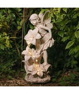 Angel Garden Statue Outdoor, Solar Powered Resin Garden Sculptures Fairy... - £48.54 GBP