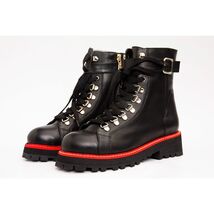 The Belgrano Black Leather Lace-Up Ankle Women Boot With a Side Zipper image 2