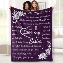 Gifts For Women Purple Flannel Lightweight Soft Blanket To My Sisters For Bed - £30.24 GBP