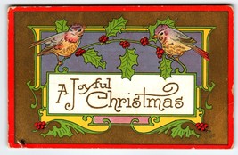 Christmas Postcard Birds On Holly Branches Vintage 1910 Holiday Greetings Joyful - £5.77 GBP