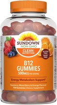 Sundown Vitamin B-12 Gummies, Energy Metabolism Support, Raspberry, Mixed Berry  - £20.77 GBP