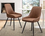 Alunaune Modern Dining Chairs Set Of 2 Upholstered Accent Chair Mid, Brown. - $181.97