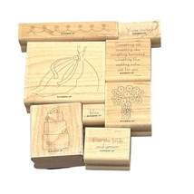 Stampin-up! Blissful Bride Lot of 8 Wood Rubber Stamps Card Making - £10.43 GBP