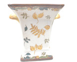 Yellow and Gold Ceramic Vase  2 Handled Glazed Tapered - $18.55