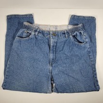 Vintage 90s Lee Jeans Womens Size 16P High Rise Mom Tapered Blue Denim USA - $24.96