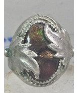 Fire Agate ring Navajo leaves band sterling silver size 11 women men - $265.32