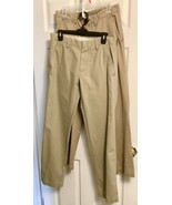 Men Express Repreve 2 PR Chino Khaki Pants Pockets Zip Flat Straight Sz.... - £15.71 GBP