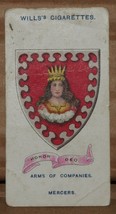 VINTAGE WILLS CIGARETTE CARDS ARMS OF COMPANIES MERCERS No # 28 NUMBER X... - £1.36 GBP