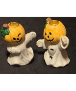 Vintage Ghost Pumpkins Candle Holder Figurines - Halloween Jack-O-Lanter... - €11,24 EUR