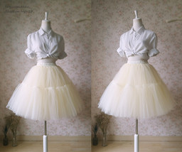 Ivory White Circle Tulle Skirt Outfit Custom Plus Size Tulle Ball Skirt Outfit image 1