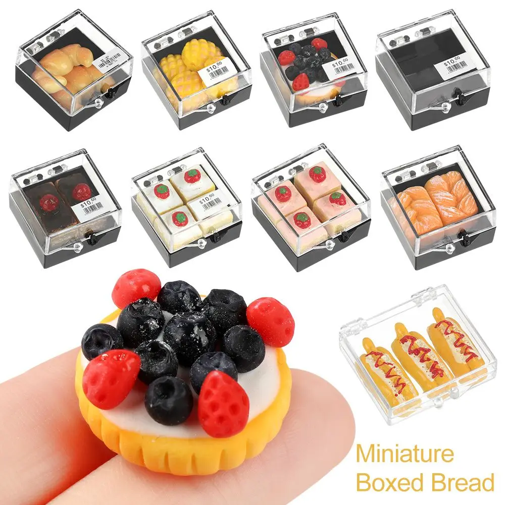 1:12 Scale Miniature Boxed Bread Dollhouse Cake Simulation Food Doll Accessories - £5.90 GBP+