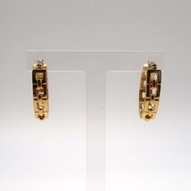 Vintage gold tone square chain style half hoop earrings - $14.99