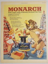 1948 Print Ad Monarch Foods Little Girl &amp; Luke the Magician Lion Chicago,IL - £13.66 GBP