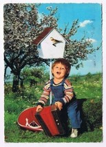 Holland Netherlands Postcard Boy Hat Accordion Birdhouse Tree - £2.36 GBP