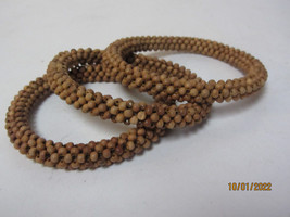 3 Vintage Miniture Wood Beads Bangle Bracelets - £7.98 GBP