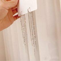 New Arrival Dominated fashion long metal tassel Drop earrings Korean joker sweet - £10.56 GBP