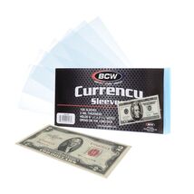 5 packs of 100 (500) BCW 6 ¼" x 2 ¹¹⁄₁₆" Regular Bill Currency Sleeves - $19.54