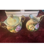 Vintage Enesco Japan Miniature Roses Creamer and Sugar with Lid Set - $281.08 MXN