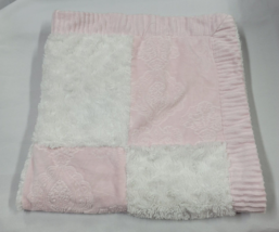Kyle &amp; Deena White Pink Patchwork Block Square Baby Blanket Swirl Fur Soft - £39.56 GBP