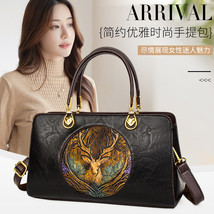 Chinese Embossed Hand-Held Tote Bag WoMens Hand-Made Auspicious Elephant Deer Sh - £64.14 GBP