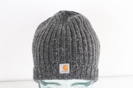 Vintage Carhartt Spell Out Wool Blend Chunky Cable Knit Winter Beanie Hat Womens - £23.75 GBP