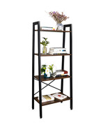 Ladder Shelf 4 Tier Stand Storage Rack Vintage Bookshelf Bookcase Plant ... - $81.99
