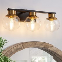 Pazala Mid Century Modern Wall Light With Clear Globe Glass, Black And Gold - $103.94