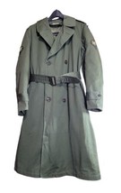Vtg 1950s Army Military Overcoat Trenchcoat Wool Liner Belt OG107 Small Regular - £70.60 GBP