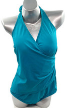 Jantzen Classics Womens One Piece Swimsuit Plus Sz 20W Teal Blue Halter Wireless - £26.98 GBP