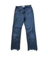 Zara Woman Size 2 Black Denim High Waist Raw Hem Cropped Straight Jeans ... - $15.00