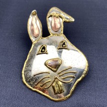 Mixed Metal Brass Copper 3&quot; Bunny Face Pendant Brooch Pin Made in Mexico... - £26.10 GBP