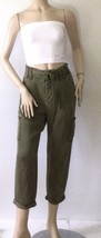 FREE PEOPLE Army Green Affixed Belted Gathered Waist Pants (Size 2) - £23.59 GBP
