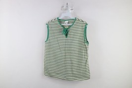 Deadstock Vtg 70s Streetwear Womens L Striped Knit Sleeveless T-Shirt USA Green - £31.34 GBP