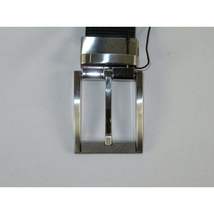 Mens VALENTINI Textured Leather Belt Classic Pin Buckle Reversible sw68 Black image 3