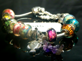 Amethyst -Gemstone-Energy-Bracelet &amp;Charms-European Style -545 - £9.37 GBP