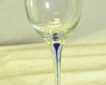 Cobalt Blue Line Stem Water Wine Goblet Clear Glass - $21.77